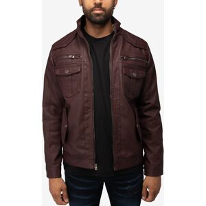 X-Ray Men's Faux Shearling Lining Utility Jacket - Burgundy