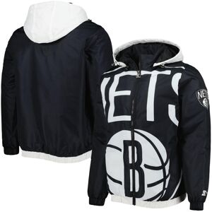 Men's Starter Black Brooklyn Nets The Triple Double Full-Zip Hoodie Jacket - Black