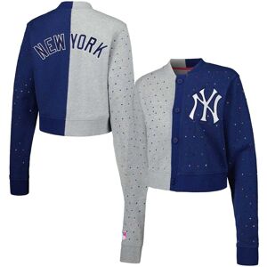 Terez Women's Terez Gray, Navy New York Yankees Cropped Button-Up Cardigan - Gray, Navy