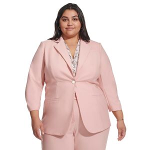 Calvin Klein Plus Size Infinite Stretch 3/4-Ruched-Sleeve Jacket - Silver Pink