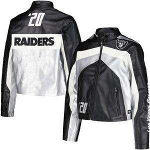 The Wild Collective Women's The Wild Collective Black Las Vegas Raiders Faux Leather Full-Zip Racing Jacket - Black