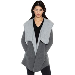 Jennie Liu Women's 100% Pure Cashmere Long Sleeve 2-tone Double Face Cascade Open Cardigan Sweater - Charcoal grey