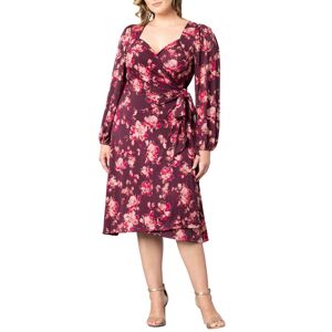 Kiyonna Women's Plus Size Socialite Sweetheart Wrap Dress - Shimmering sangria blooms