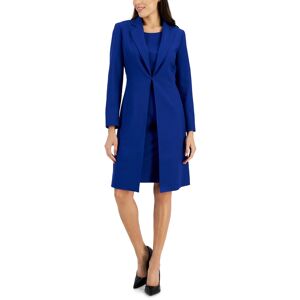 Le Suit Women's Crepe Topper Jacket & Sheath Dress Suit, Regular and Petite Sizes - Twilight Blue