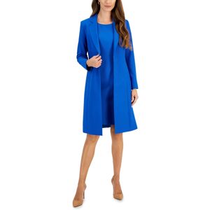 Le Suit Women's Crepe Topper Jacket & Sheath Dress Suit, Regular and Petite Sizes - Cabana Blue