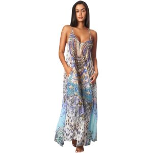 La Moda Clothing Scoop neck t- back maxi dress - Blue