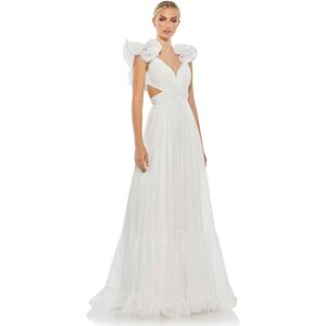 Mac Duggal Women's Ruffle Tiered Cut-Out Chiffon Gown - White