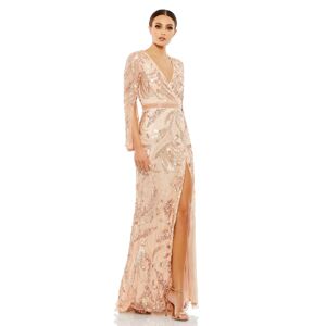 Mac Duggal Women's Sequin Wrap Long Sleeve Gown - Rose gold