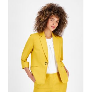 Kasper Women's Linen-Blend Notched-Collar 3/4-Sleeve Jacket - Butterscotch