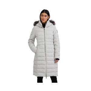 Pajar Women's Venice Long Puffer with Removable Faux Fur Trim - Silver