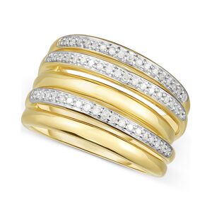 Macy's Diamond Multi-Layer Statement Ring (1/4 ct. t.w.) in Sterling Silver - Yellow Gold/Silver