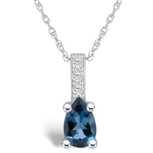 Macy's London Blue Topaz (1 Ct. T.w.) and Diamond Accent Pendant Necklace in 14K White Gold - London Blue Topaz