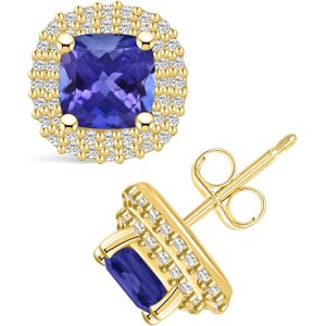 Macy's Tanzanite (2 Ct. t.w.) and Diamond (3/8 Ct. t.w.) Halo Stud Earrings - Gold