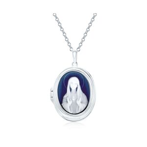 Bling Jewelry Personalized Holds Picture Antique Style Simulated Blue Agate Our Lady Of Guadalupe Blessed Madonna Oval Virgin Mary Cameo Photo Locket