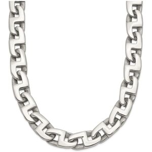 Chisel Stainless Steel Polished 24 inch Fancy Square Link Necklace - Silver