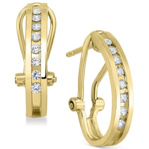 Macy's Diamond J-Hoop Earrings (1/4 ct. t.w.) in Sterling Silver or 14K Gold-Plated Sterling Silver - Gold
