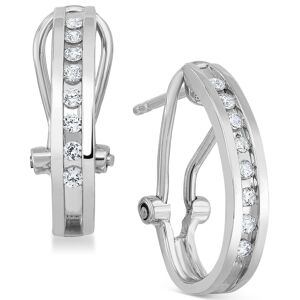 Macy's Diamond J-Hoop Earrings (1/4 ct. t.w.) in Sterling Silver or 14K Gold-Plated Sterling Silver - Silver