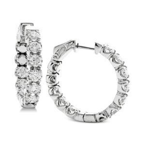 Macy's Diamond In & Out Hoop Earrings (3-1/4 ct. t.w.) in 14k White Gold - White Gold