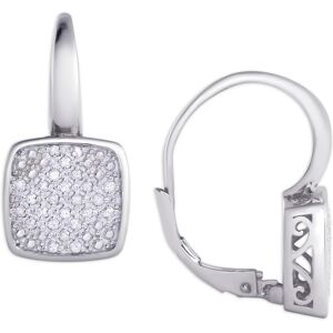 Macy's Diamond 1/4 ct. t.w. Square Cushion Leverback Earrings in Sterling Silver - Silver