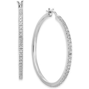 Macy's Diamond Hoop Earrings (1/4 ct. t.w.) in Sterling Silver, 14k Gold-Plated Sterling Silver or 14k Rose Gold-Plated Sterling Silver - Sterling Silver