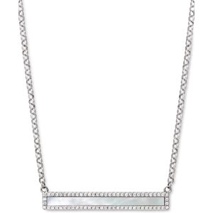 Belle de Mer Mother-of-Pearl & Lab-Created White Sapphire (5/8 ct. t.w.) Bar Pendant Necklace in Sterling Silver, 16