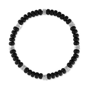 Esquire Men's Jewelry Onyx Bead Stretch Bracelet in Sterling Silver (Also in Sodalite), Created for Macy's - Onyx