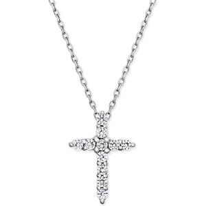 Macy's Diamond Cross Pendant Necklace (1/4 ct. t.w.) in 14k White Gold - White Gold