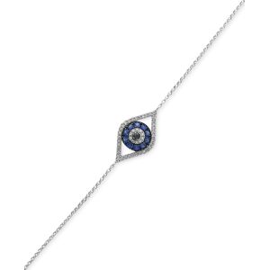 Effy Collection Effy Sapphire (1/4 ct. t.w.) and Diamond (1/6 ct. t.w.) Evil Eye Bracelet in 14k White Gold(Also Available In 14k Yellow Gold) - White Gold