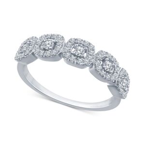 Macy's Diamond Halo Cluster Ring (1/4 ct. t.w.) in 10k Yellow, White or Rose Gold - White Gold