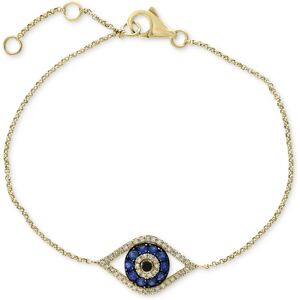 Effy Collection Effy Sapphire (1/4 ct. t.w.) and Diamond (1/6 ct. t.w.) Evil Eye Bracelet in 14k White Gold(Also Available In 14k Yellow Gold) - Yellow Gold