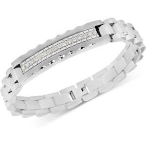 Macy's Men's Diamond (1/5 ct. t.w.) Id Bracelet in Stainless Steel - Stainless Steel