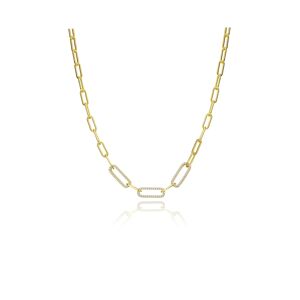 Rachel Glauber GiGiGirl Teens/Young Adults 14k Yellow Gold Plated With Cubic Zirconia Elongated Cable Link Chain Necklace - Gold