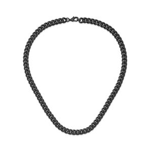 Chisel Stainless Steel Brushed Black Ip-plated 10mm Curb Necklace - Black