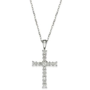 Macy's Diamond Cross Pendant Necklace in 14k Gold (1/4 ct. t.w.)