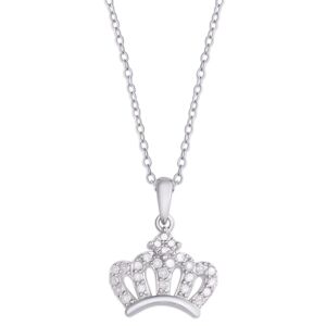 Macy's Diamond 1/5 ct t.w. Tiara Crown Pendant Necklace in Sterling Silver - Silver