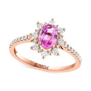 Effy Collection Effy Pink Sapphire (7/8 ct. t.w.) & Diamond (3/8 ct. t.w.) Halo Ring in 14k Rose Gold - Rose Gold