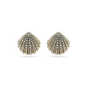 Swarovski Shell, White, Gold-Tone Idyllia Stud Earrings - Gold