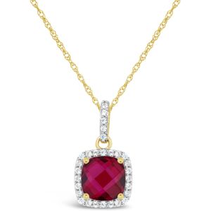 Macy's Created White Sapphire (1-3/4 ct. t.w.) and Created White Sapphire (1/6 ct. t.w.) Pendant Necklace in 10k Yellow Gold. Also Available in Created Ruby