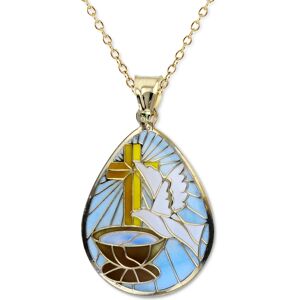 Macy's Enamel Dove & Cross Teardrop 18