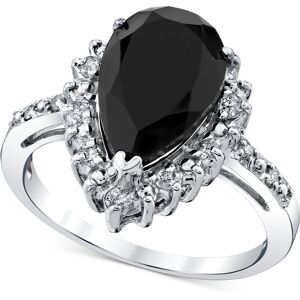 Macy's Onyx & Diamond (1/4 ct. t.w.) Halo Ring in Sterling Silver - Silver