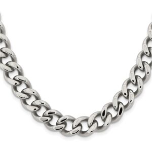 Chisel Stainless Steel 11.5mm Curb Chain Necklace - Silver