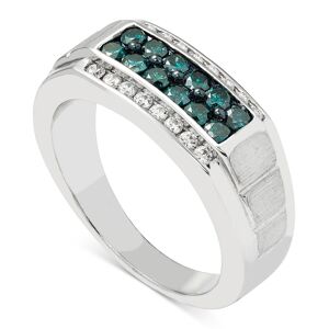 Macy's Men's Blue & White Diamond (1 ct. t.w.) Ring in 10k White Gold - White Gold