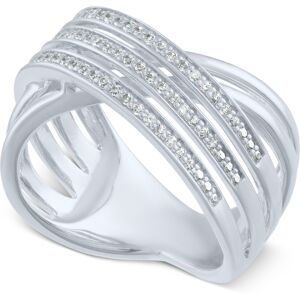 Macy's Diamond Crisscross Statement Ring (1/4 ct. t.w.) - Sterling Silver