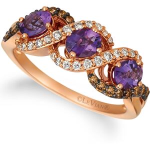 Le Vian Grape Amethyst (3/4 ct.t.w.), Nude Diamonds (1/5 ct.t.w.), and Chocolate Diamonds (1/4 ct.t.w.) Three Stone Ring set in 14k rose gold - Amethy