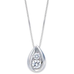 Macy's Diamond Teardrop Pendant Necklace in 14k Yellow or White Gold (1/4 ct. t.w.) - White Gold