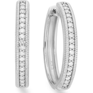 Macy's Diamond Hoop Earrings in Sterling Silver (1/4 ct. tw.) - Sterling Silver