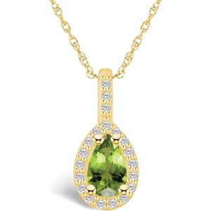 Macy's Peridot (1 Ct. T.w.) and Diamond (1/5 Ct. T.w.) Halo Pendant Necklace in 14K Yellow Gold - Peridot