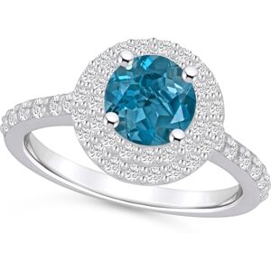 Macy's London Blue Topaz and Diamond Accent Halo Ring in 14K White Gold - London Blue Topaz