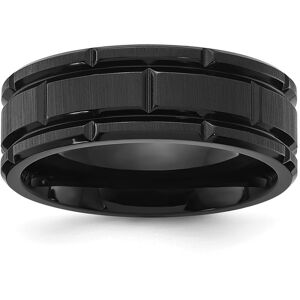 Chisel Stainless Steel Brushed and Polished Black Ip-plated Band Ring - Black