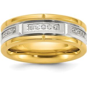 Chisel Stainless Steel Brushed Yellow Ip-plated Cz Band Ring - Yellow